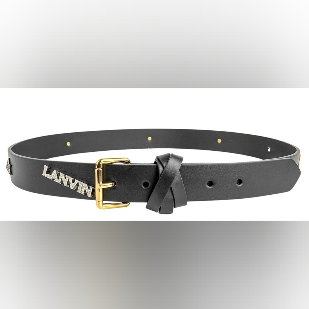 Nwt $840 Lanvin x Future Black Leather Belt with Gold Buckle in sz 100(40)